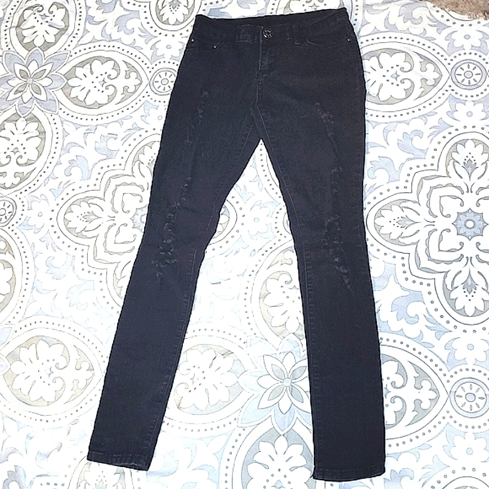 Jeans Stretch distressed skinny low rise black Size 1 / 2